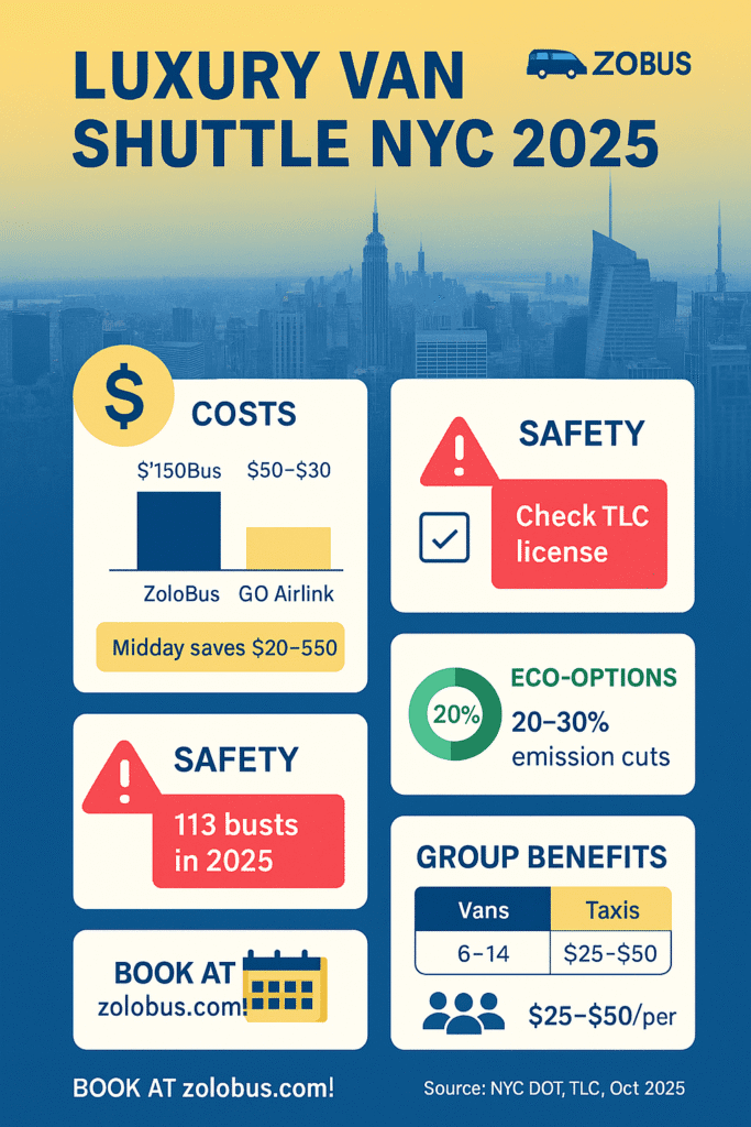 Infographic luxury van shuttle service NYC