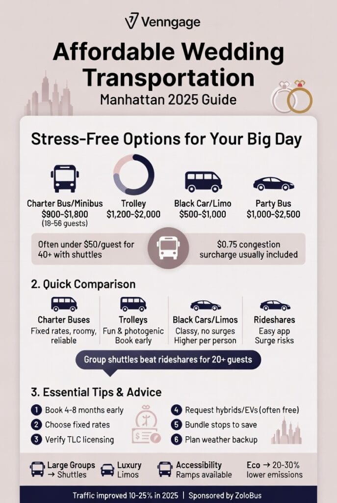Infographic affordable wedding transportation Manhattan