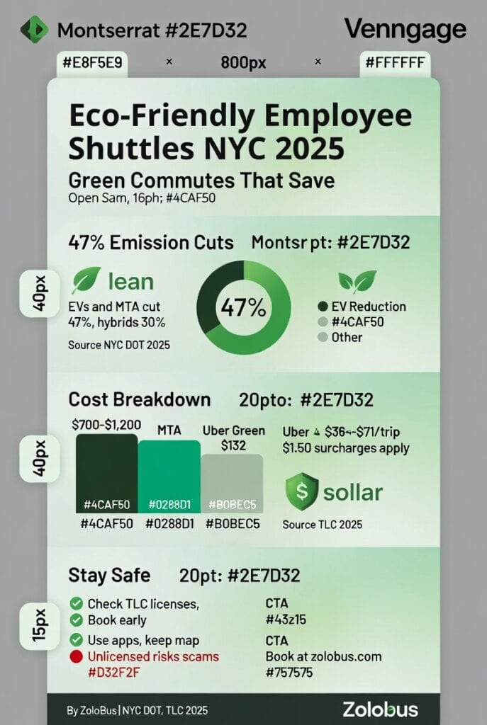 Infographic eco-friendly employee shuttle NYC