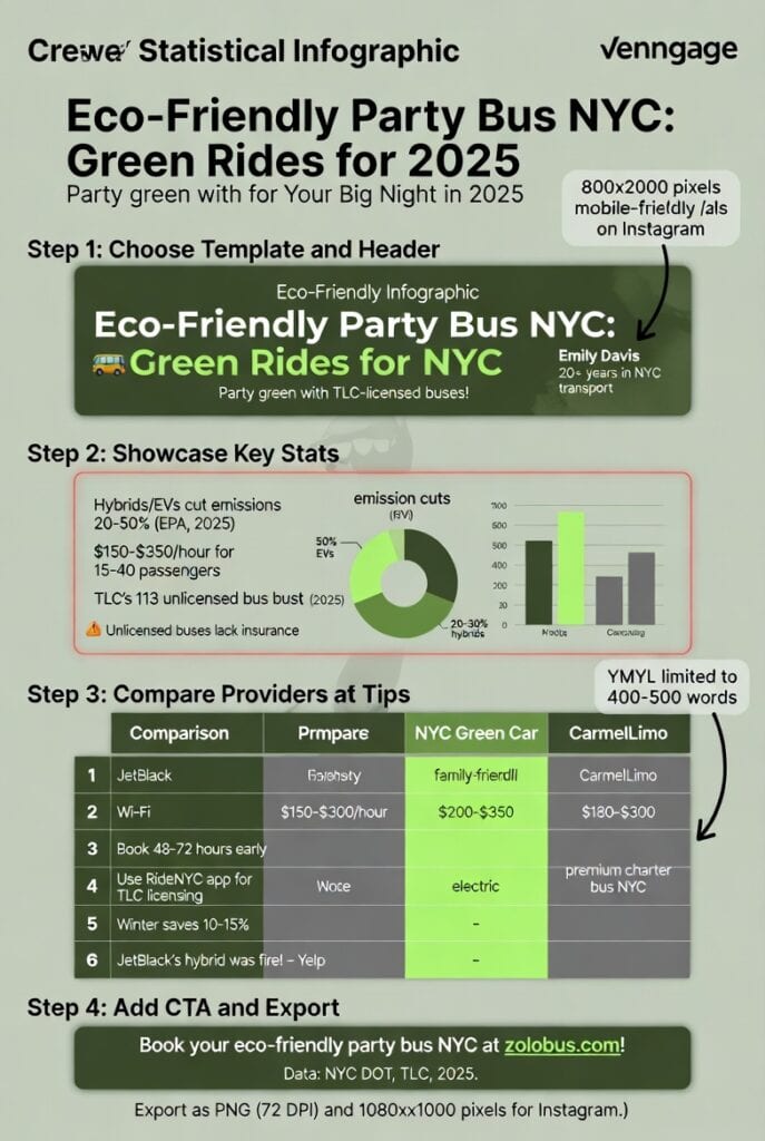 Infographic eco-friendly party bus NYC