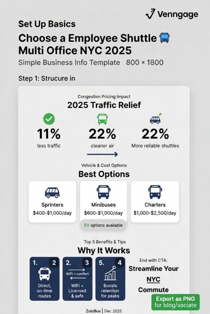 Infographic employee shuttle multi office NYC