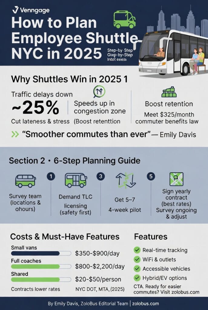 Infographic how to plan employee shuttle NYC