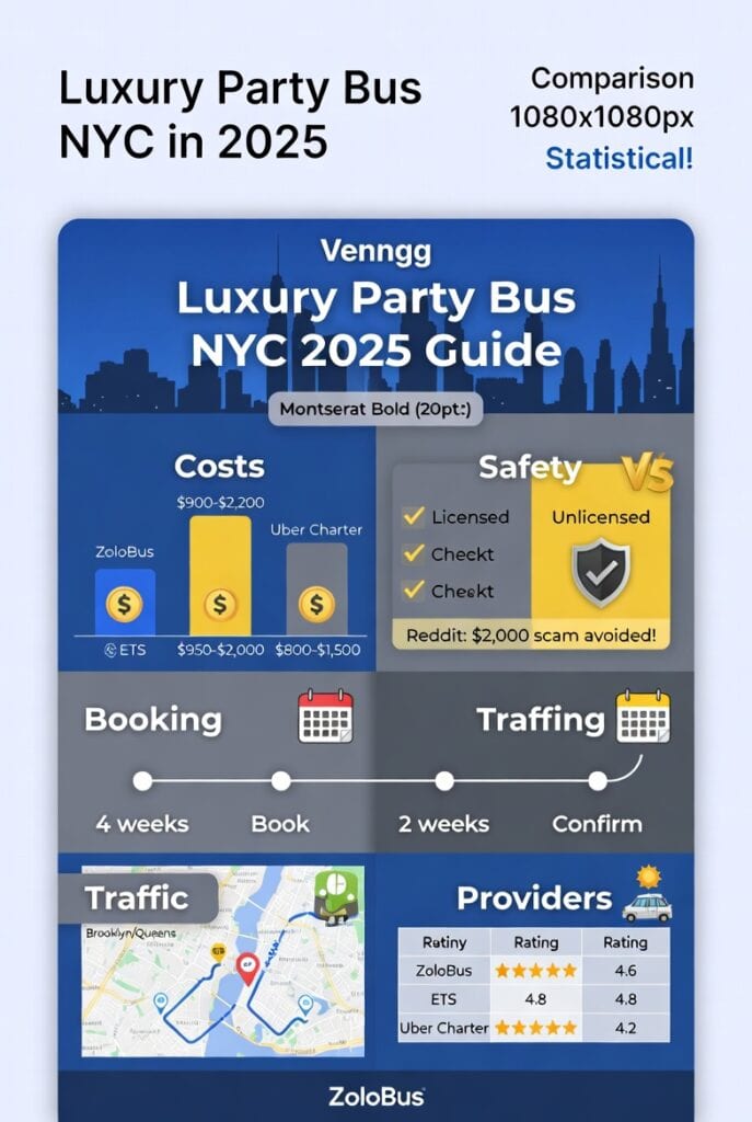 Infographic luxury party bus NYC