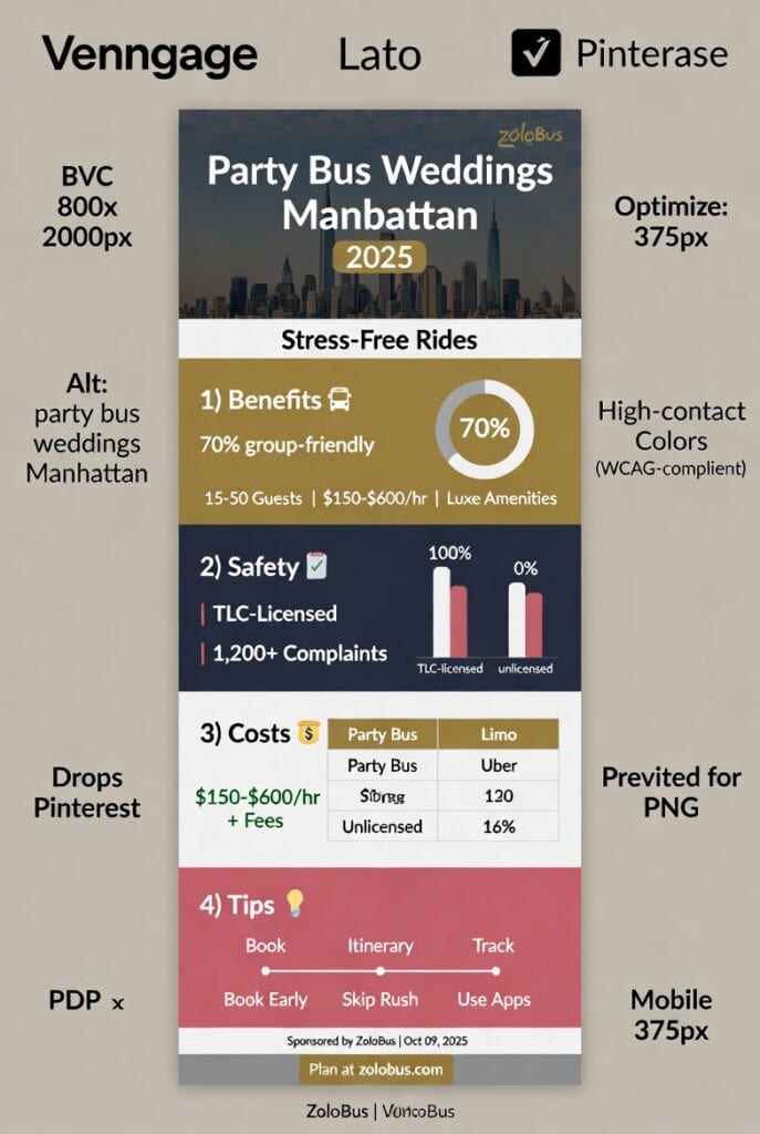 Infographic party bus weddings Manhattan