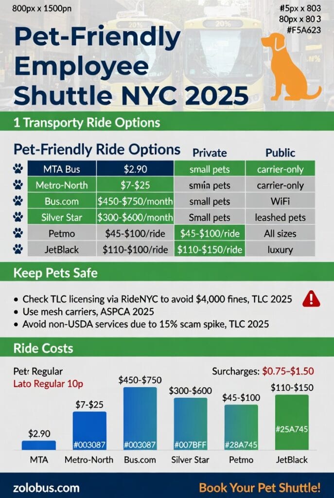Infographic pet-friendly employee shuttle NYC