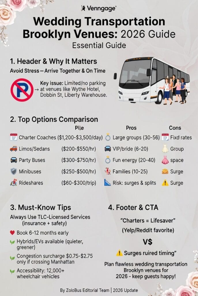 Infographic wedding transportation Brooklyn venues