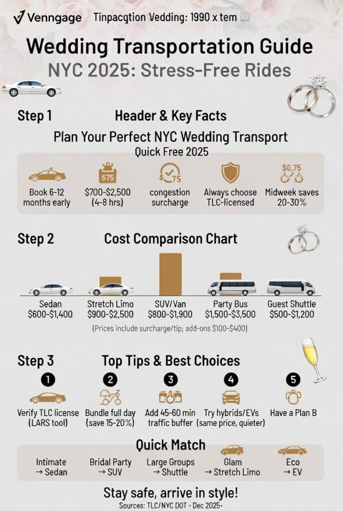 Infographic wedding transportation guide NYC