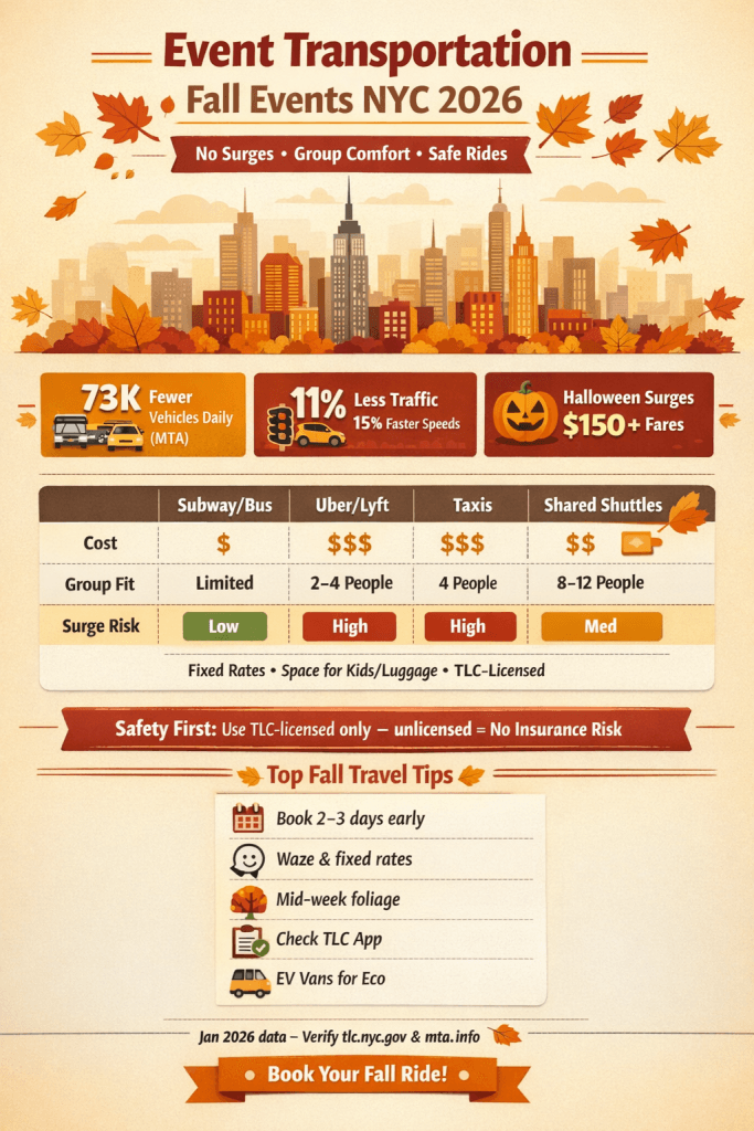 Infographic event transportation fall events NYC