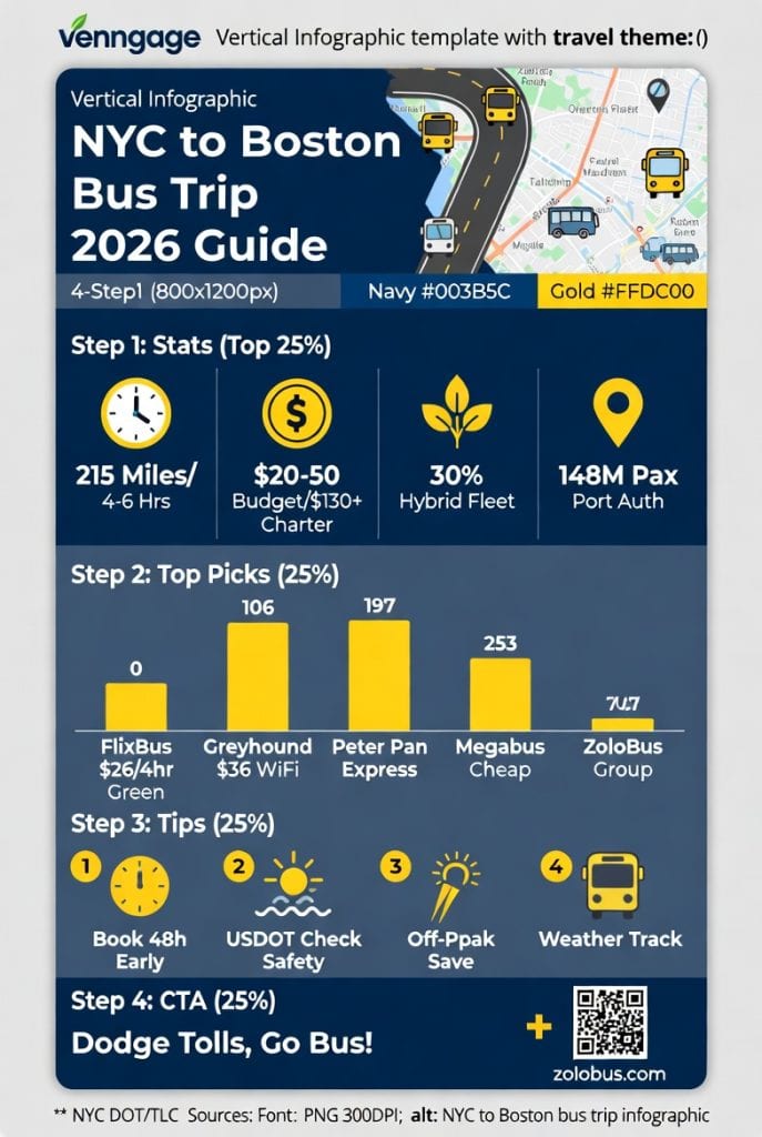Ultimate NYC to Boston Bus Trip: Your 2026 Guide to Smooth Rides 4 Infographic NYC to Boston bus trip