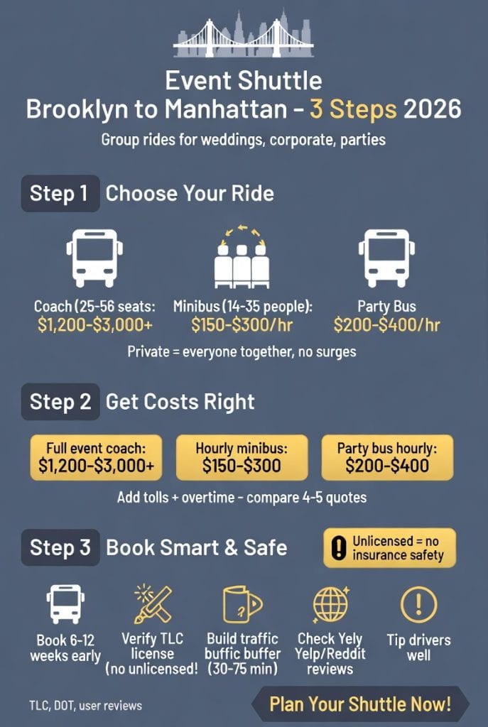 Infographic event shuttle Brooklyn to Manhattan