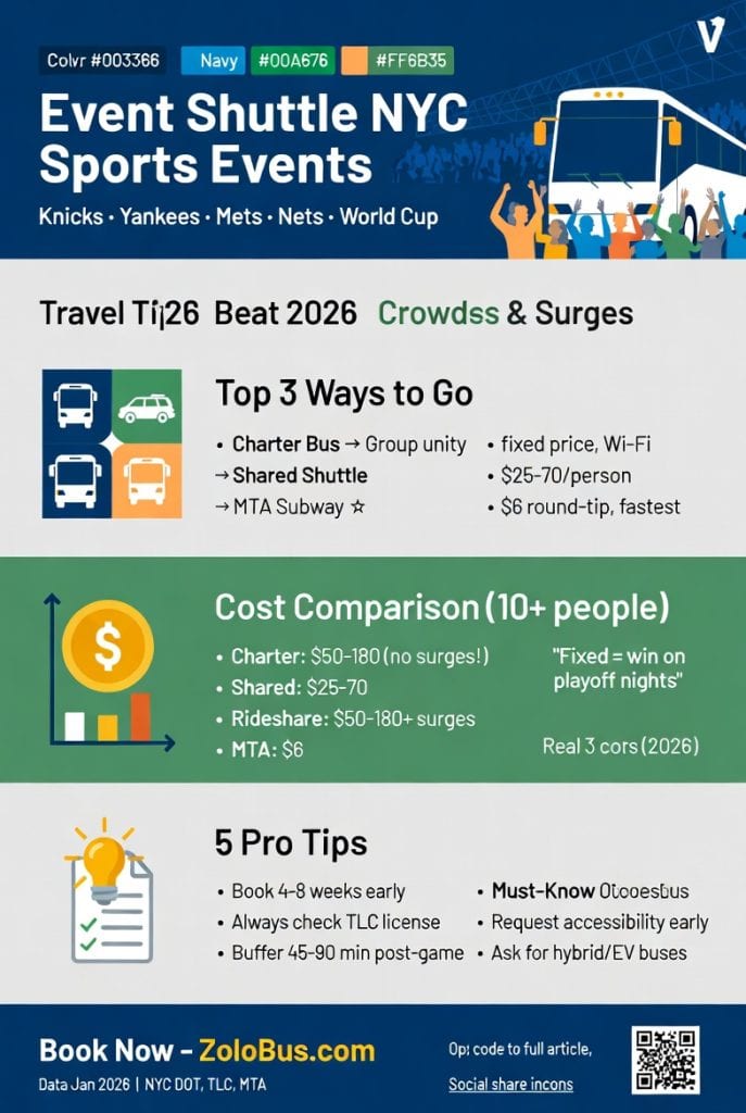 Infographic event shuttle NYC sports events