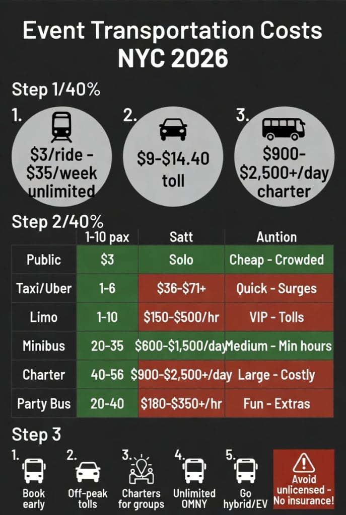 Infographic event transportation costs NYC