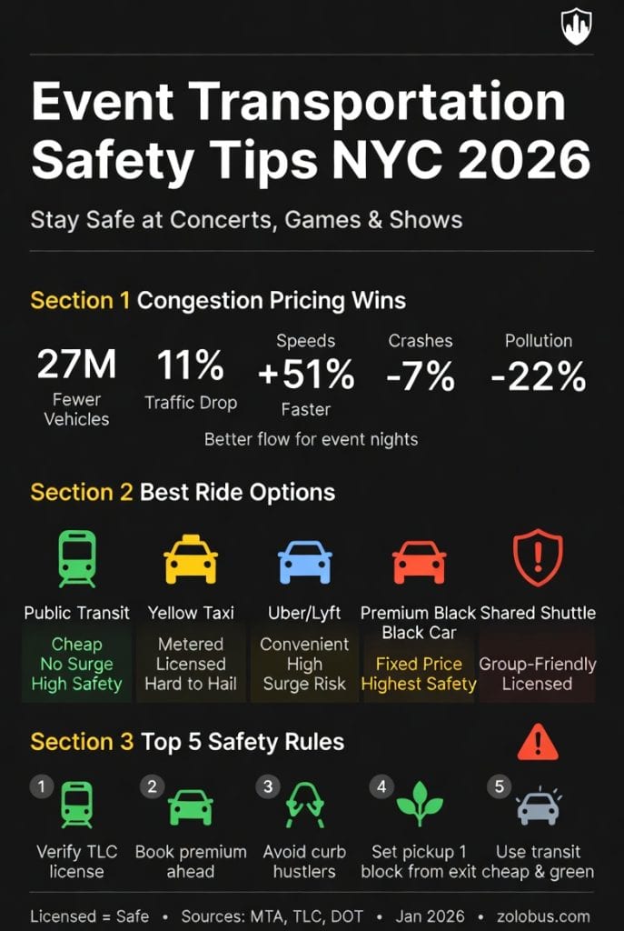 Infographic event transportation safety tips NYC
