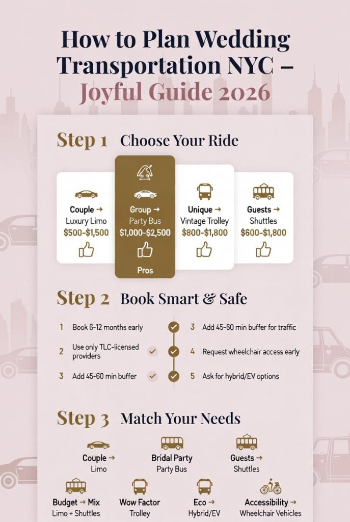 Infographic how to plan wedding transportation NYC