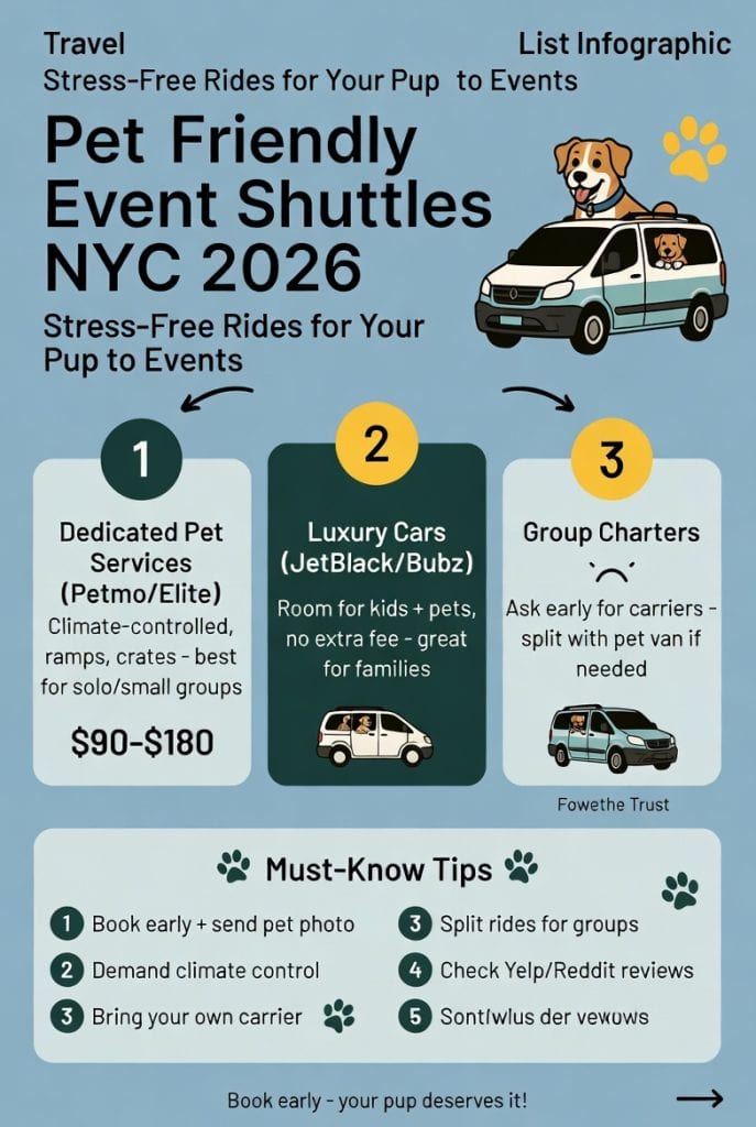 Infographic pet friendly event shuttles NYC