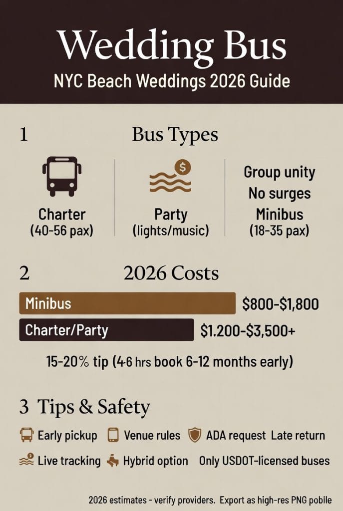 Infographic wedding bus NYC beach weddings