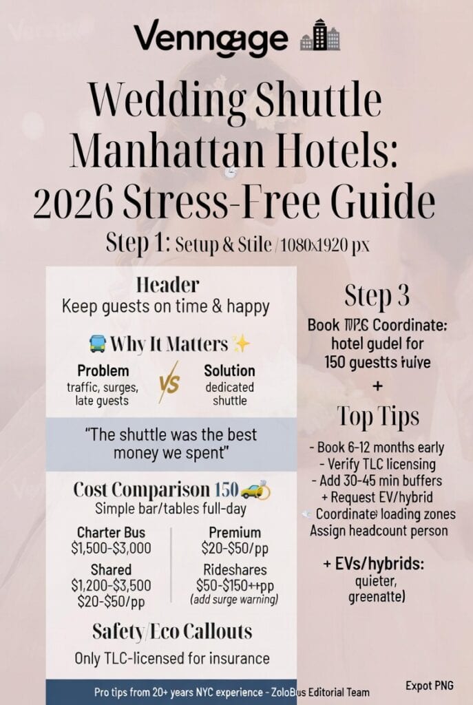 Infographic wedding shuttle Manhattan hotels
