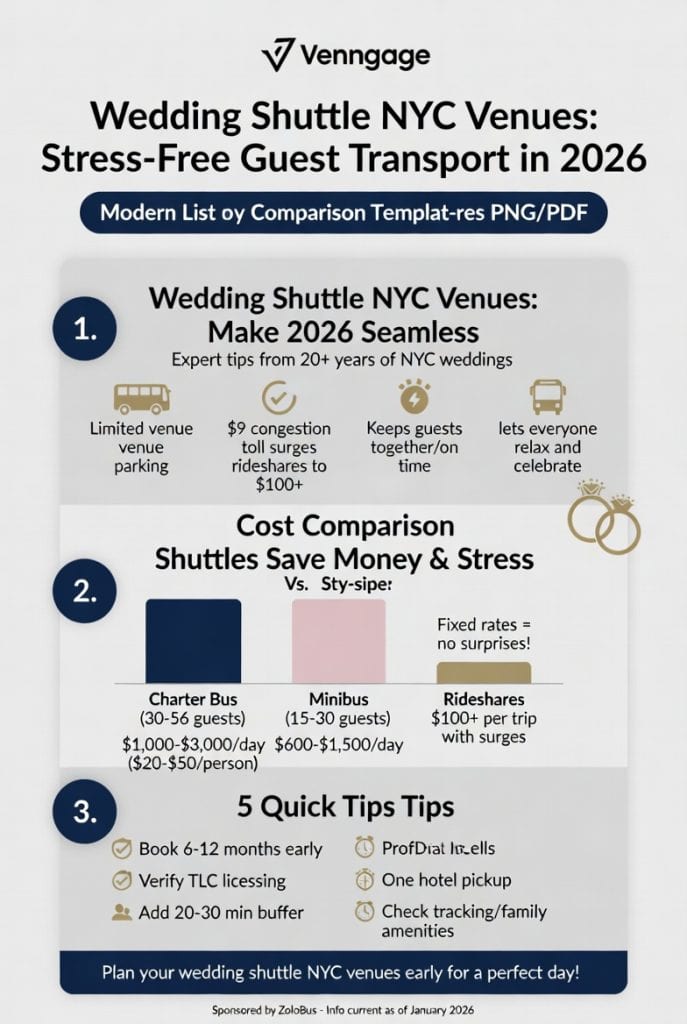 Infographic wedding shuttle NYC venues