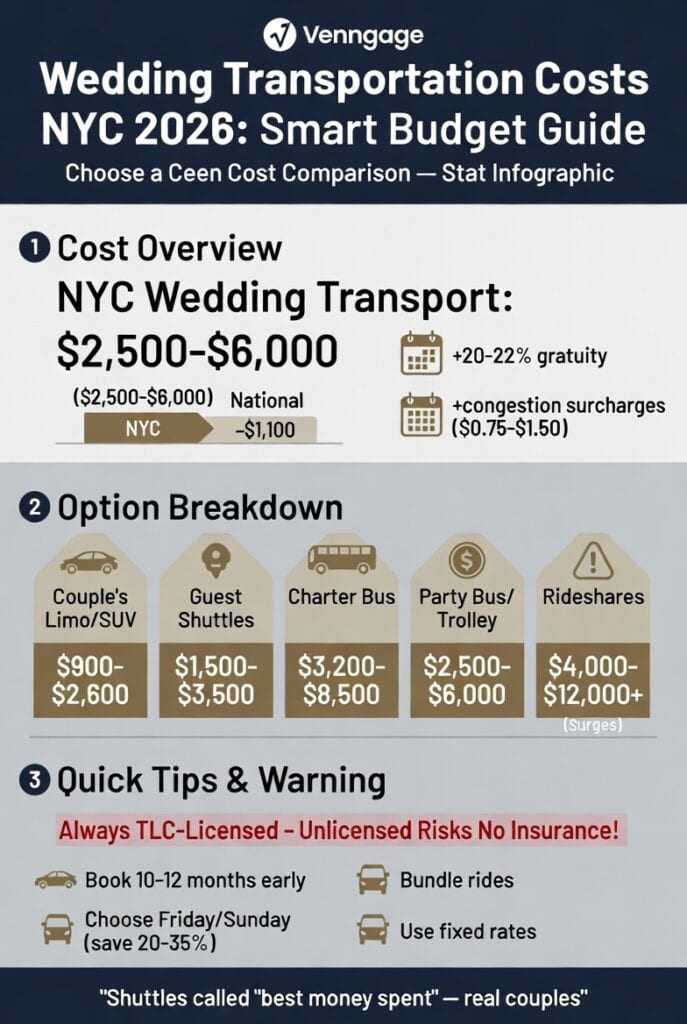 Infographic wedding transportation costs NYC