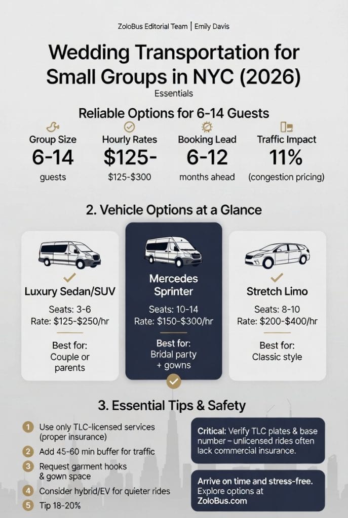 Infographic wedding transportation small groups NYC