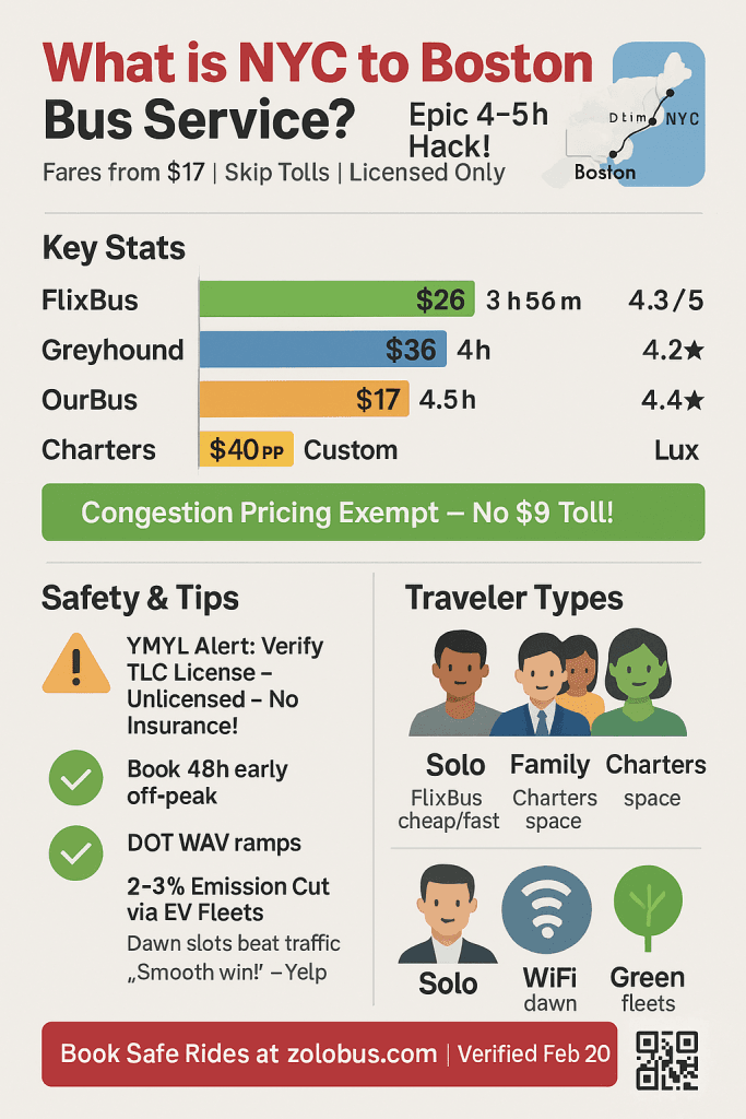 Infographic what is NYC to Boston bus service