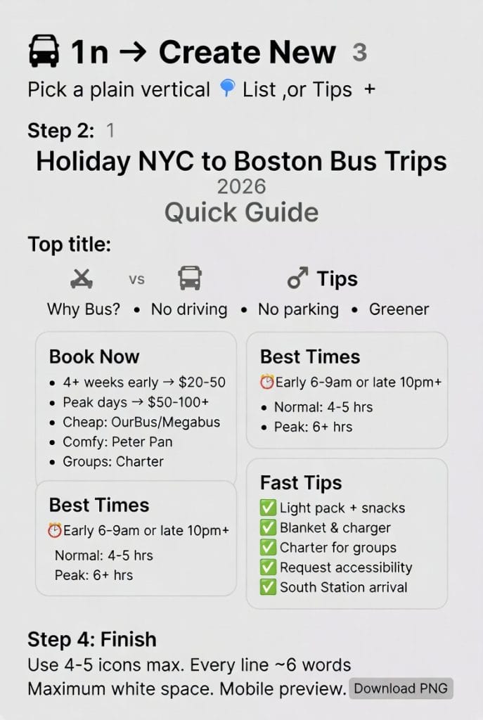 Infographic holiday NYC to Boston bus trips