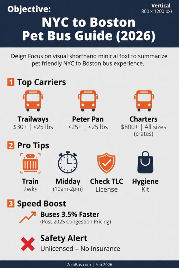 Infographic pet friendly NYC to Boston bus