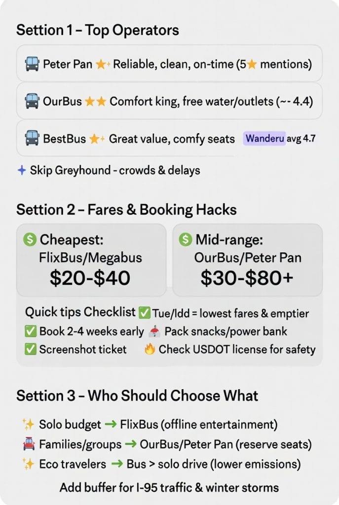 Infographic nyc to dc bus reviews 2026