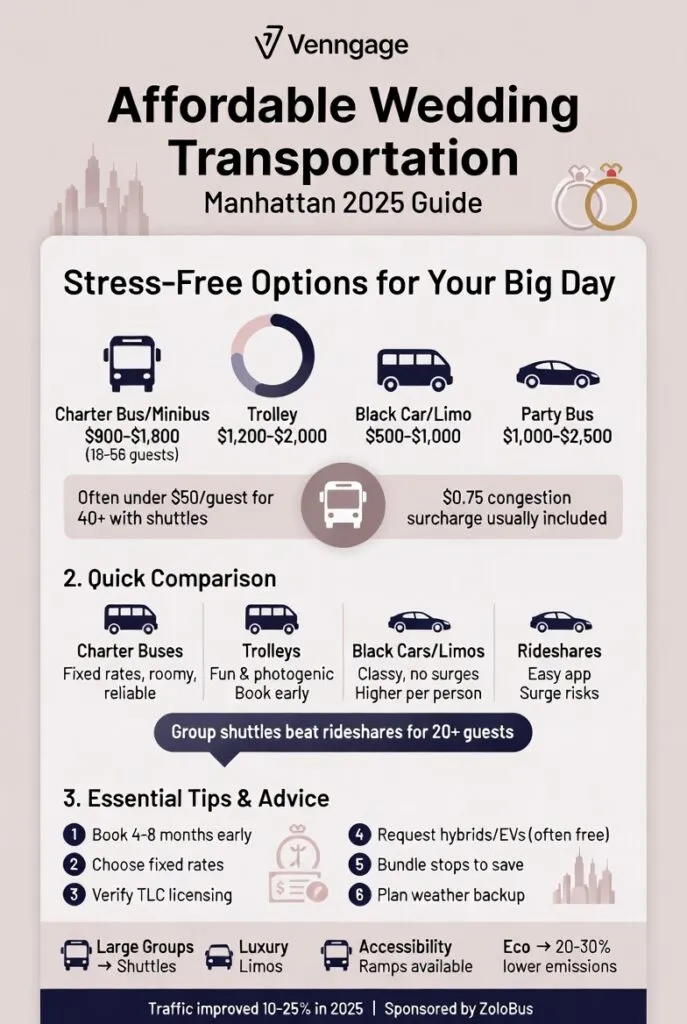 Infographic affordable wedding transportation Manhattan