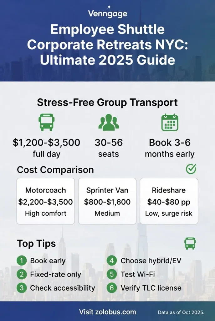 Infographic employee shuttle corporate retreats NYC