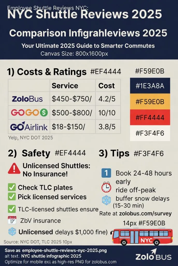 Infographic employee shuttle reviews NYC