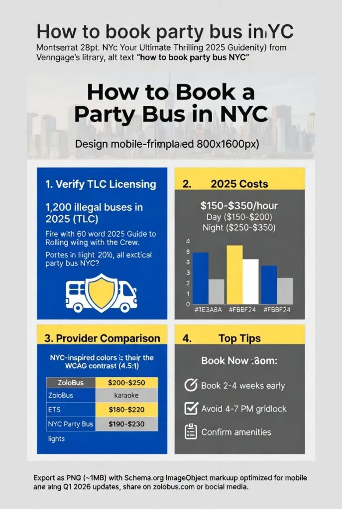 Infographic how to book party bus NYC