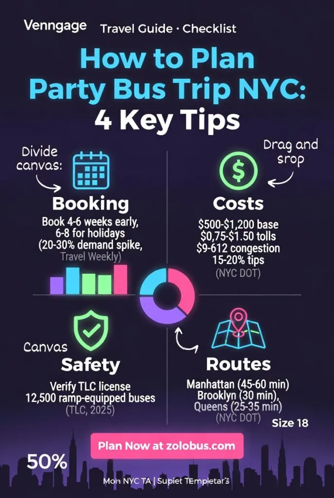 Infographic how to plan party bus trip NYC