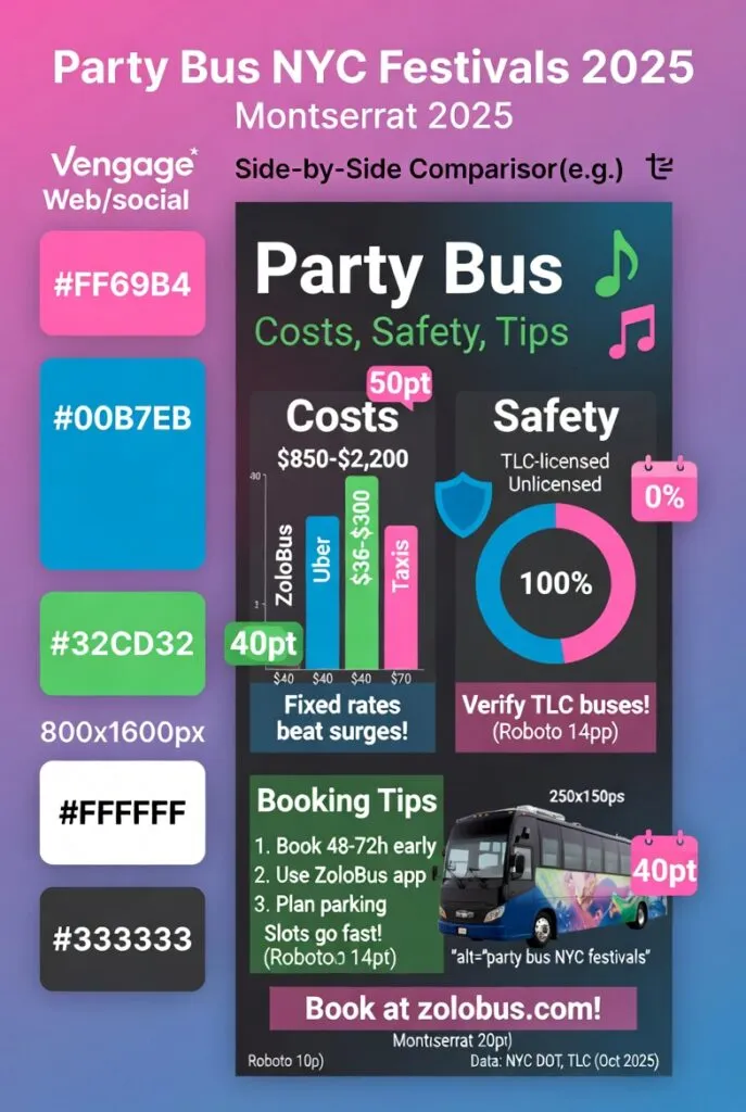 Infographic party bus NYC festivals
