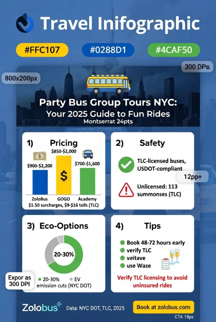 Infographic party bus group tours NYC