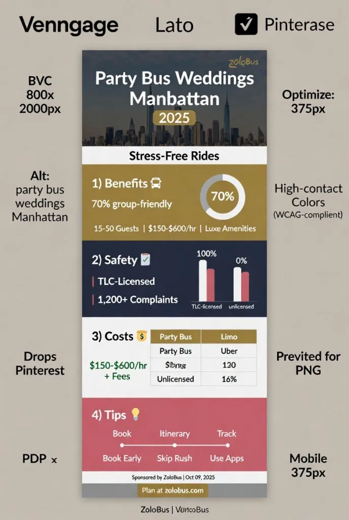 Infographic party bus weddings Manhattan