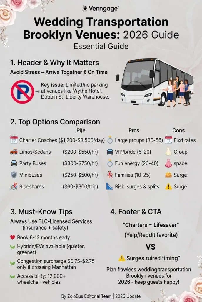 Infographic wedding transportation Brooklyn venues