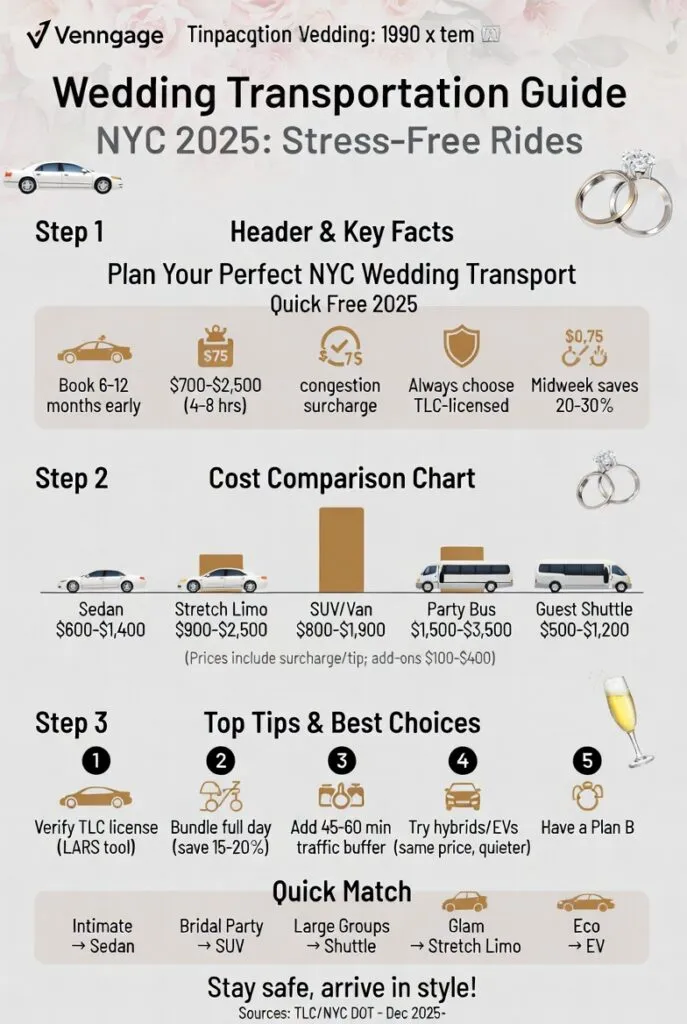 Infographic wedding transportation guide NYC