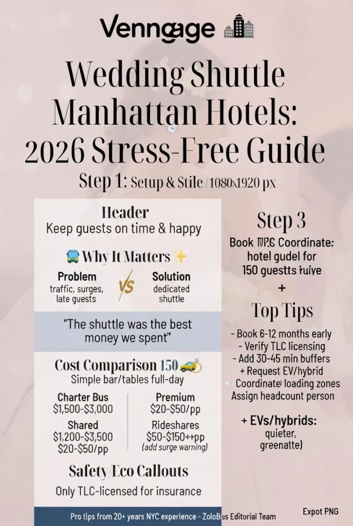 Infographic wedding shuttle Manhattan hotels