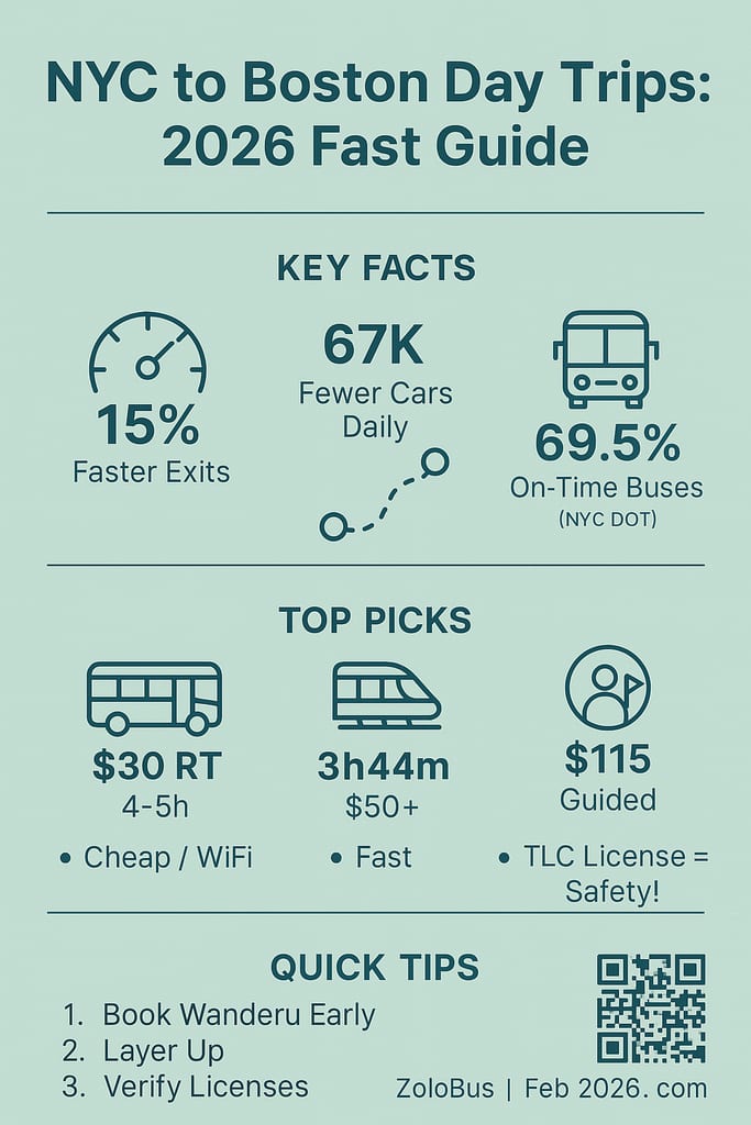 Infographic day trips from NYC to Boston