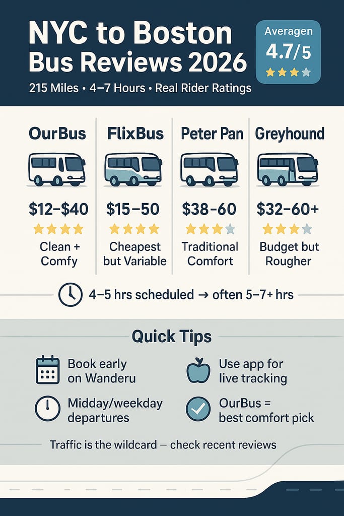 Infographic NYC to Boston bus reviews