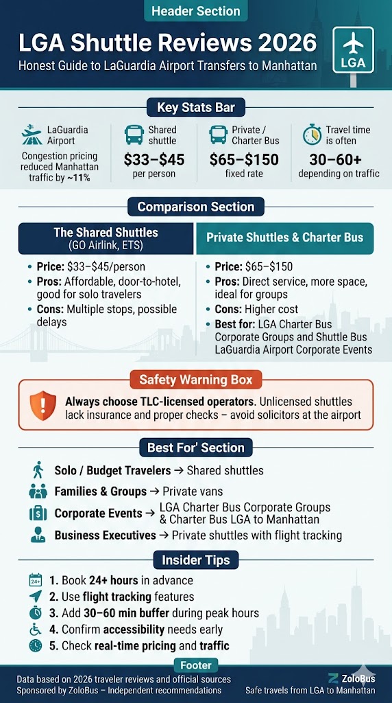 LGA Shuttle Reviews 2026: 5 Honest Findings for Corporate Groups 4 Infographic LGA Shuttle Reviews 2026