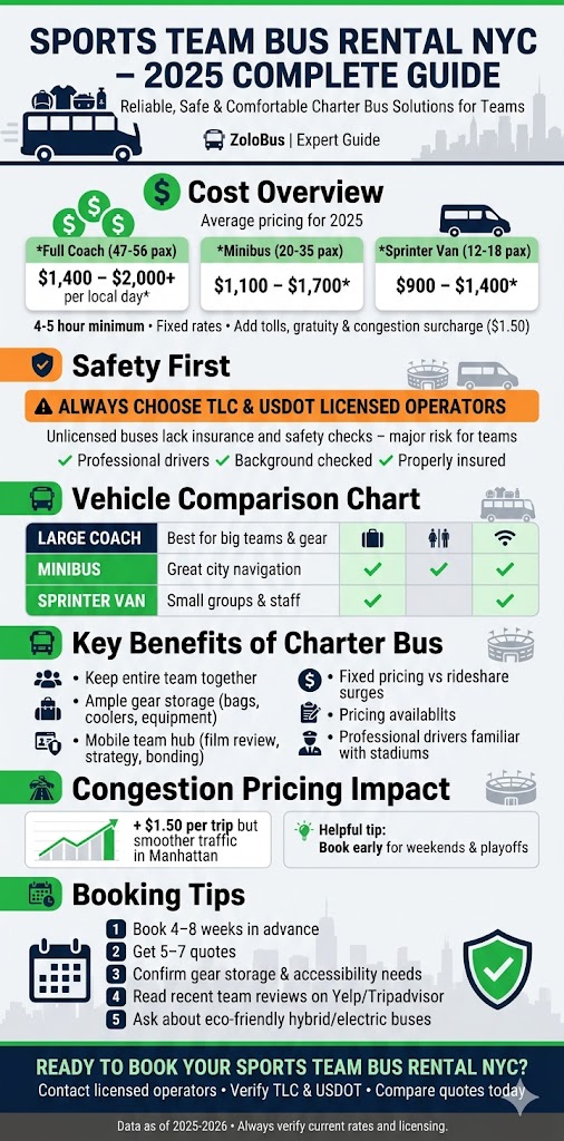 Sports Team Bus Rental NYC: The Ultimate Guide to Reliable Team Transportation in 2026 5 Infographic Sports Team Bus Rental NYC
