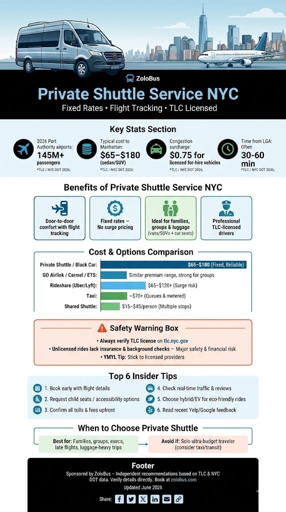 Private Shuttle Service NYC: Real 2026 Costs Honest Coordinators Need 4 Infographic private shuttle service NYC