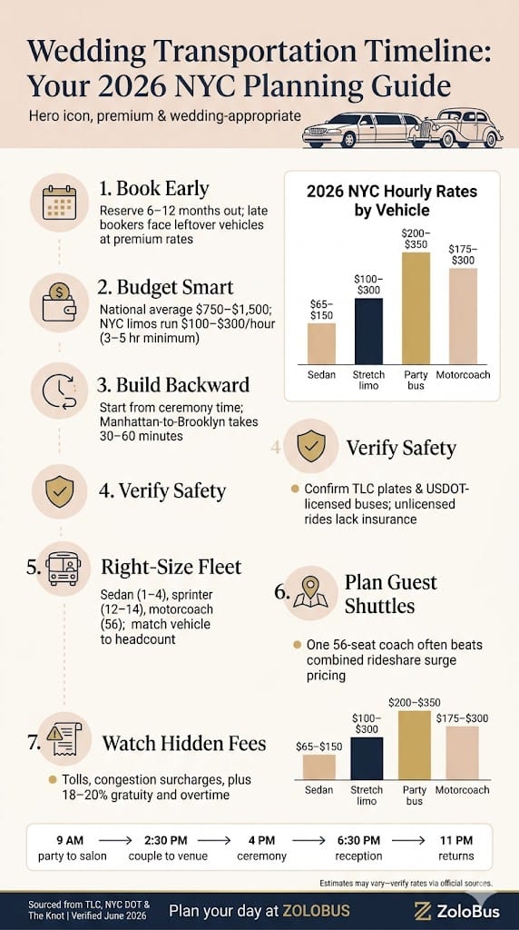Wedding Transportation Timeline: The Ultimate Easy Guide for Perfect 2026 NYC Weddings 4 Infographic Wedding Transportation Timeline