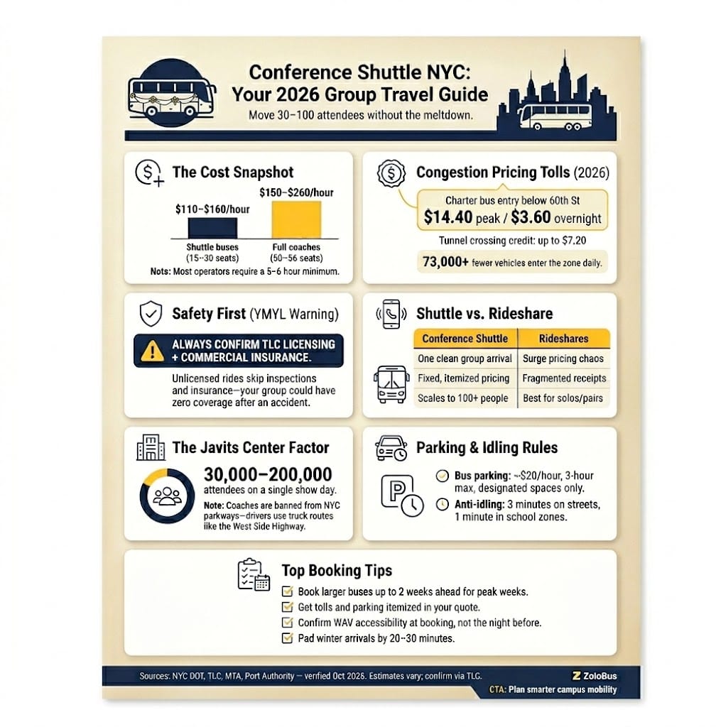 Conference Shuttle NYC: 6 Proven Seasonal Booking Strategies for 2026 5 Infographic conference shuttle NYC