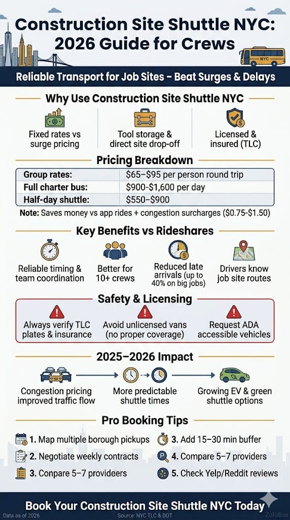 Construction Site Shuttle NYC: 6 Honest Booking Facts for 2026 5 Infographic construction site shuttle NYC