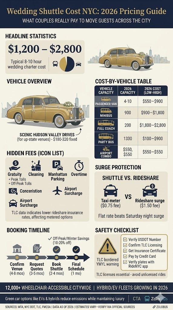Infographic wedding shuttle cost NYC