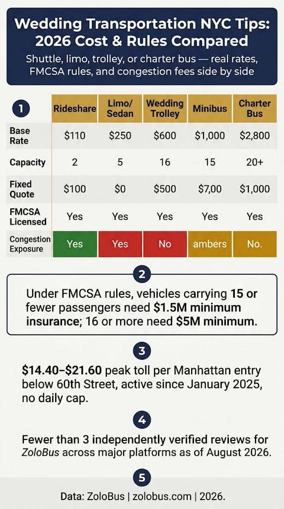 Wedding Transportation NYC Tips: 7 Honest Picks for 2026 4 Infographic wedding transportation nyc tips